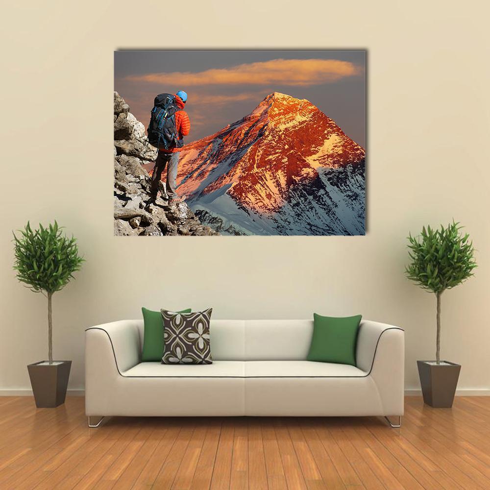 Mount Everest From Gokyo Valley Canvas Wall Art-1 Piece-Gallery Wrap-36" x 24"-Tiaracle