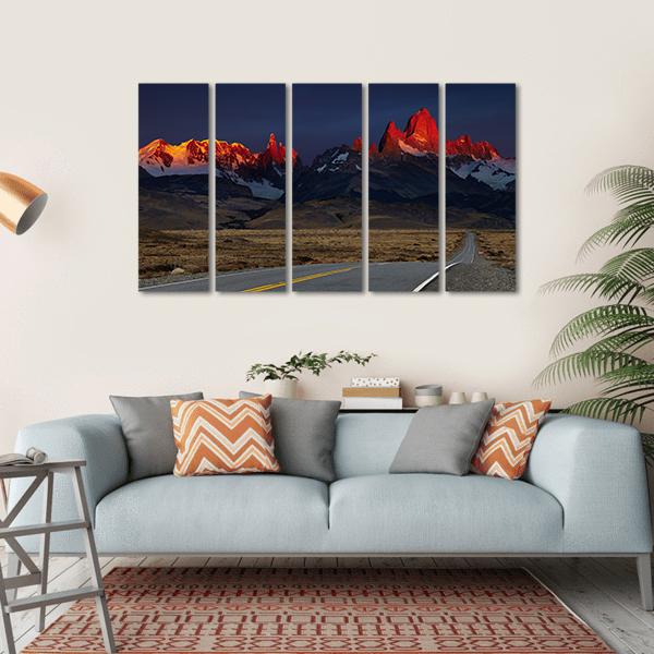 Mount Fitz Roy At Sunrise Canvas Wall Art-5 Horizontal-Gallery Wrap-22" x 12"-Tiaracle