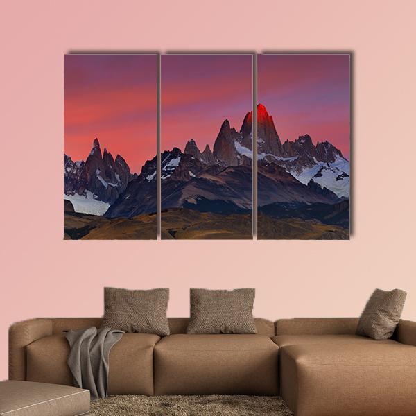 Mount Fitz Roy Canvas Wall Art-3 Horizontal-Gallery Wrap-37" x 24"-Tiaracle
