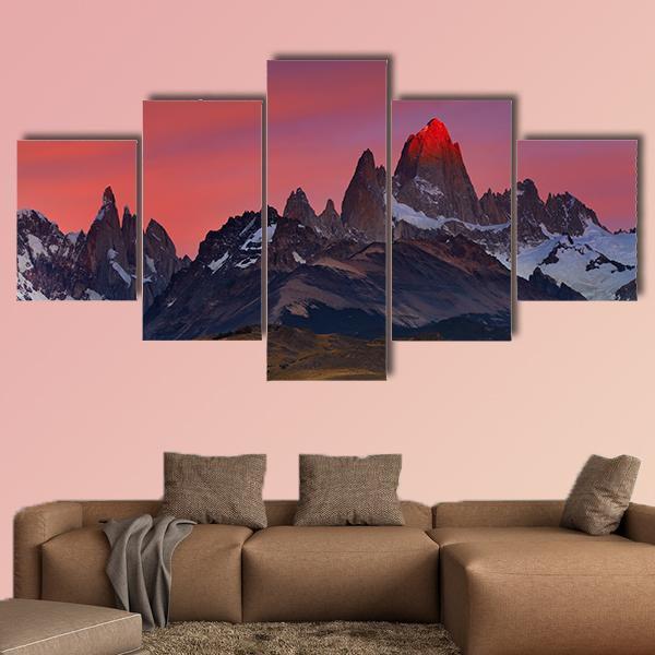 Mount Fitz Roy Canvas Wall Art-5 Star-Gallery Wrap-62" x 32"-Tiaracle