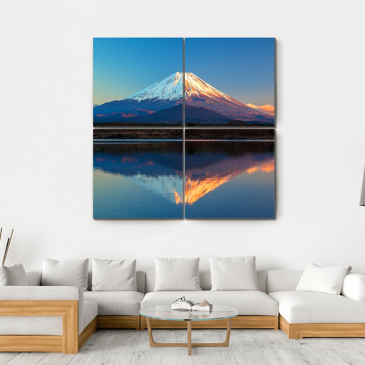 Mount Fuji & Lake Shoji Canvas Wall Art-4 Square-Gallery Wrap-17" x 17"-Tiaracle