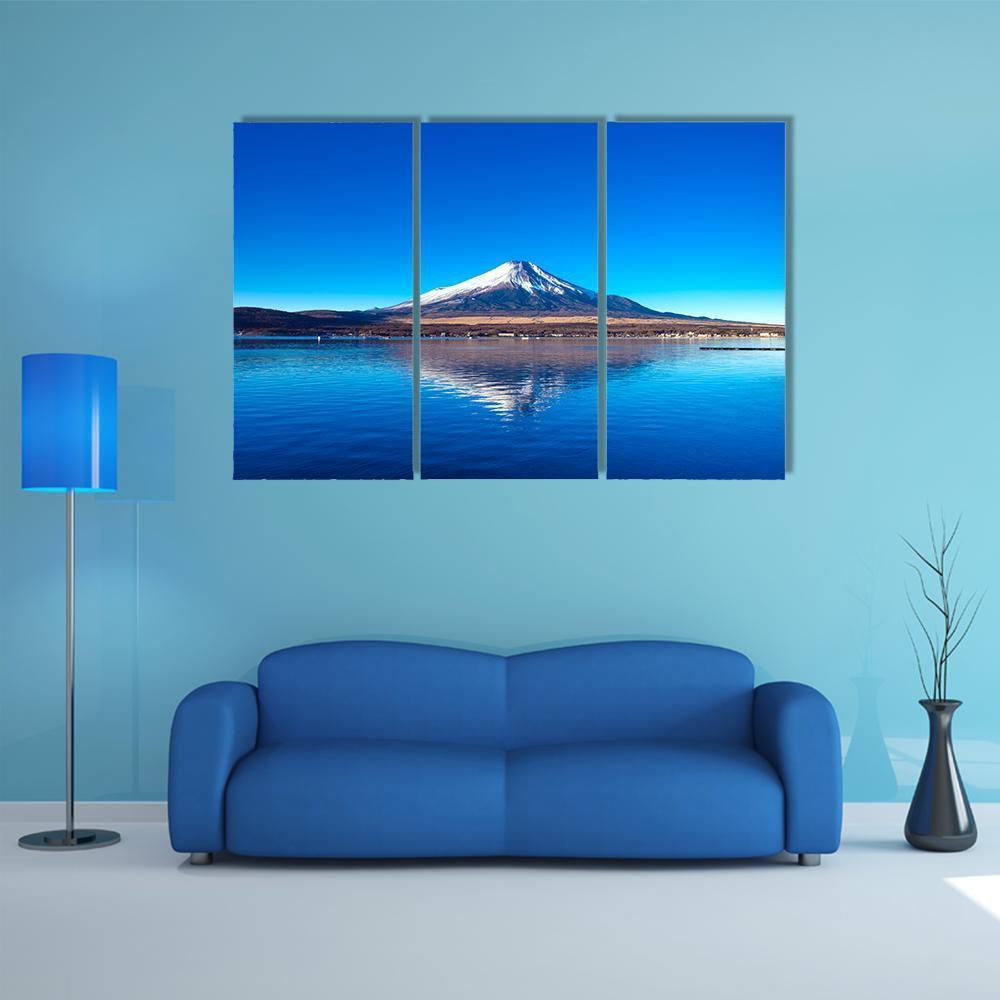 Mount Fuji & Lake Yamanaka Canvas Wall Art-3 Horizontal-Gallery Wrap-37" x 24"-Tiaracle