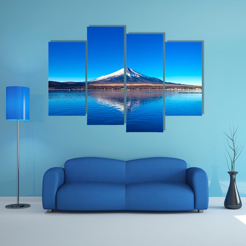 Mount Fuji & Lake Yamanaka Canvas Wall Art-4 Pop-Gallery Wrap-50" x 32"-Tiaracle