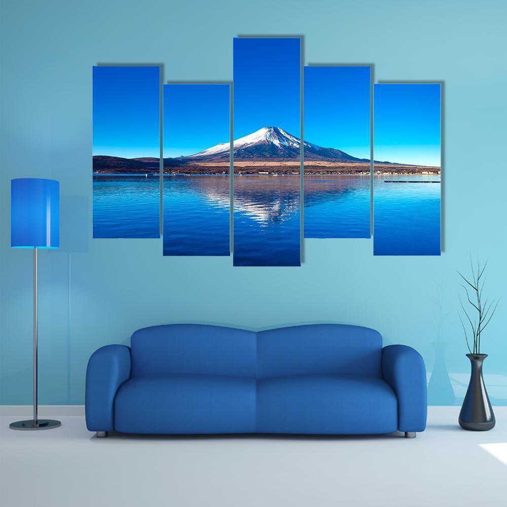 Mount Fuji & Lake Yamanaka Canvas Wall Art-5 Pop-Gallery Wrap-47" x 32"-Tiaracle