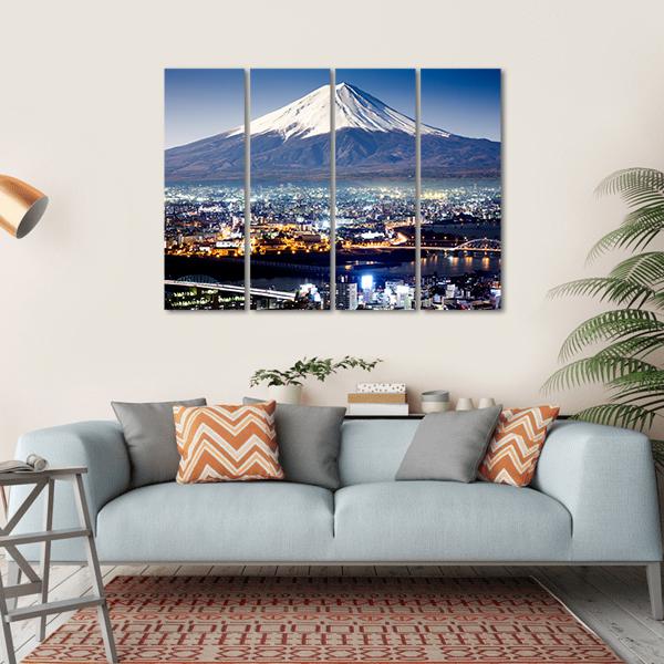 Mount Fuji From City Canvas Wall Art-4 Horizontal-Gallery Wrap-34" x 24"-Tiaracle