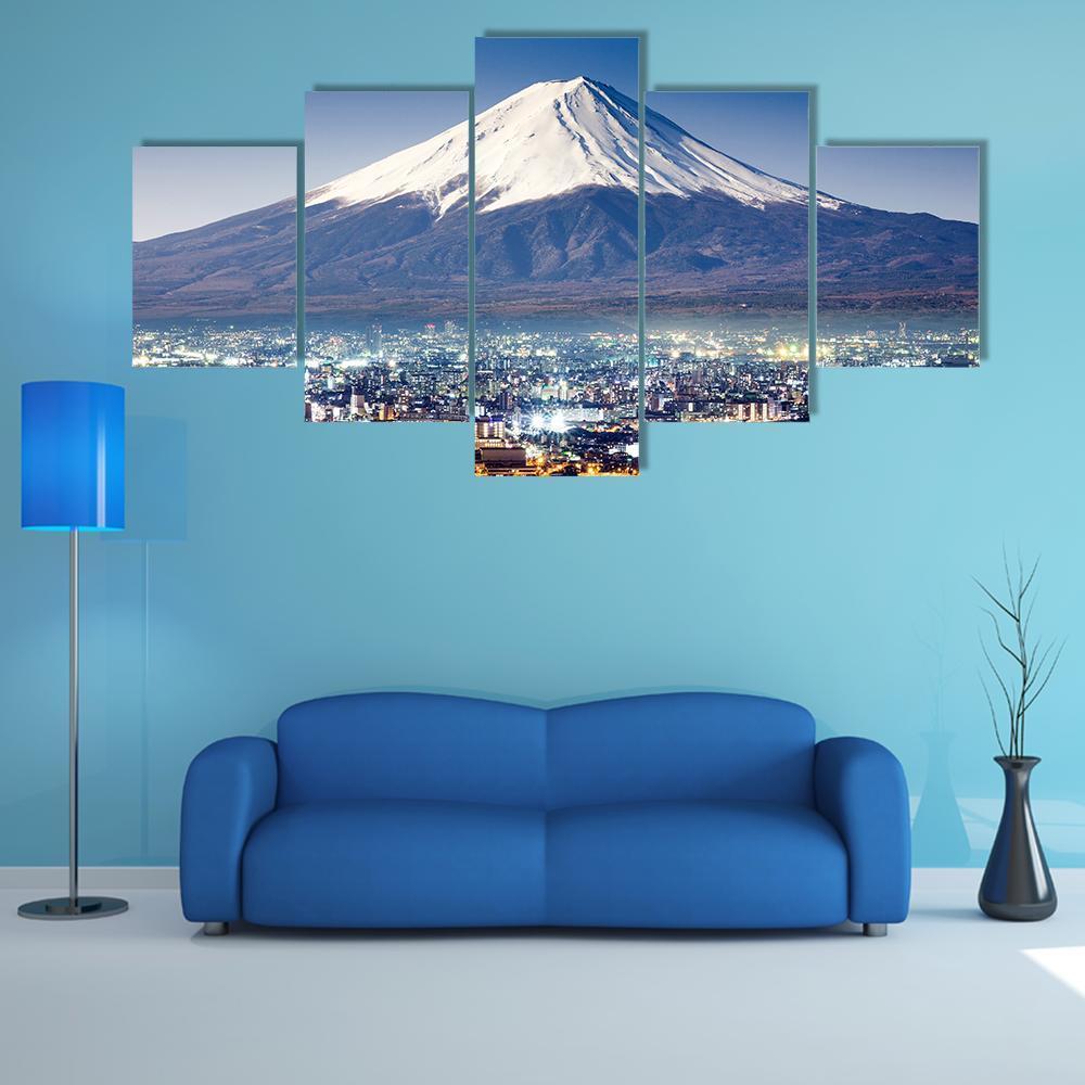 Mount Fuji From City Canvas Wall Art-5 Star-Gallery Wrap-62" x 32"-Tiaracle