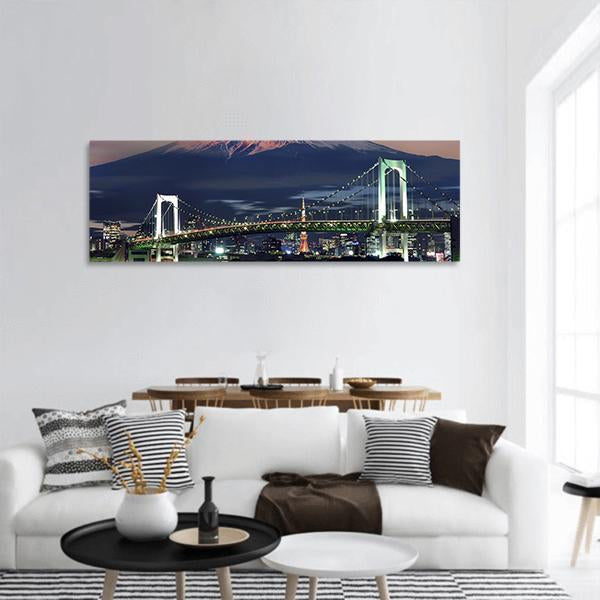 Mt Fuji Surreal View Panoramic Canvas Wall Art-1 Piece-36" x 12"-Tiaracle
