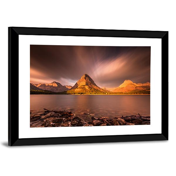 Mount Grinnell At Sunrise Canvas Wall Art-3 Horizontal-Gallery Wrap-25" x 16"-Tiaracle