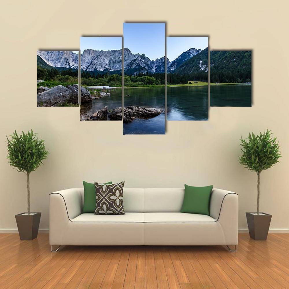Mount Mangart In Italian Alps Canvas Wall Art-5 Star-Gallery Wrap-62" x 32"-Tiaracle