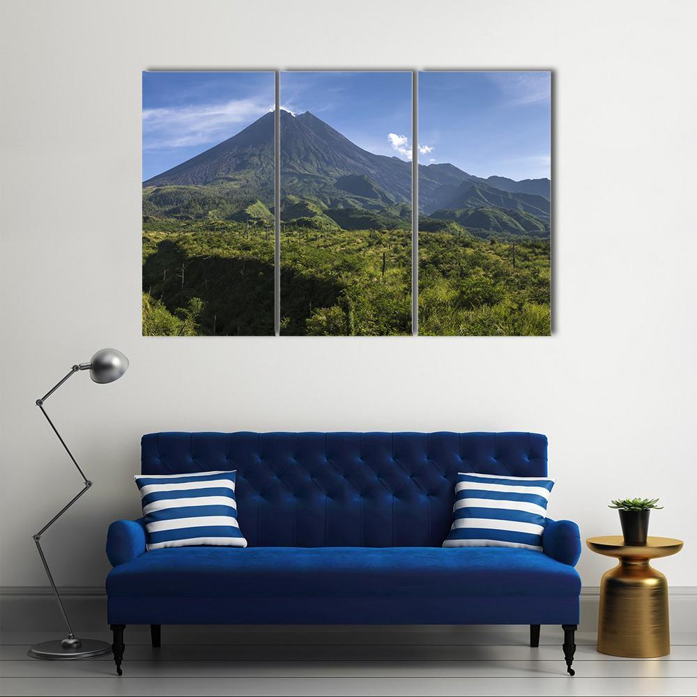 Mount Merapi In Indonesia Canvas Wall Art-3 Horizontal-Gallery Wrap-37" x 24"-Tiaracle
