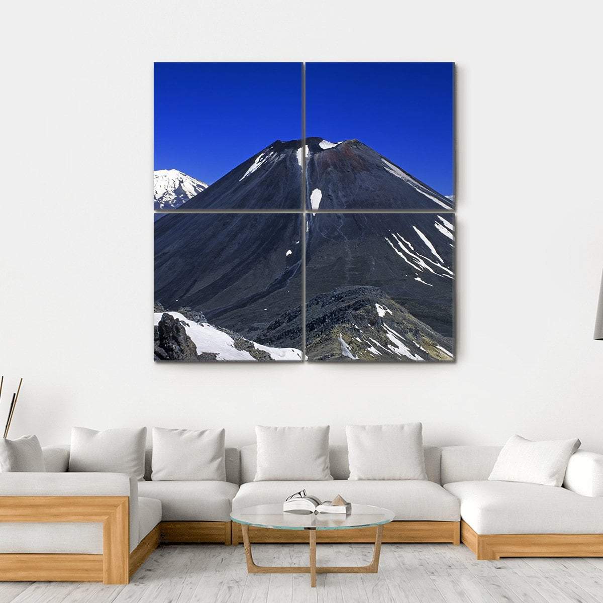 Mount Ngauruhoe & Ruapehu Canvas Wall Art-4 Square-Gallery Wrap-17" x 17"-Tiaracle