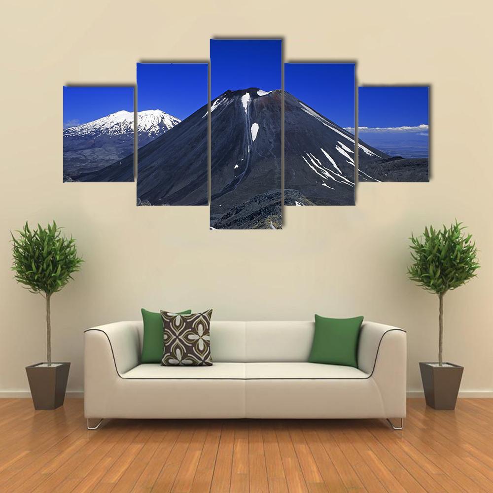 Mount Ngauruhoe & Ruapehu Canvas Wall Art-5 Star-Gallery Wrap-62" x 32"-Tiaracle