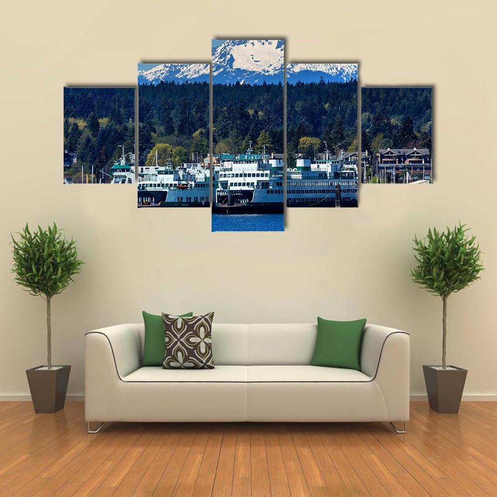 Mount Olympus Covered By Snow Canvas Wall Art-5 Star-Gallery Wrap-62" x 32"-Tiaracle