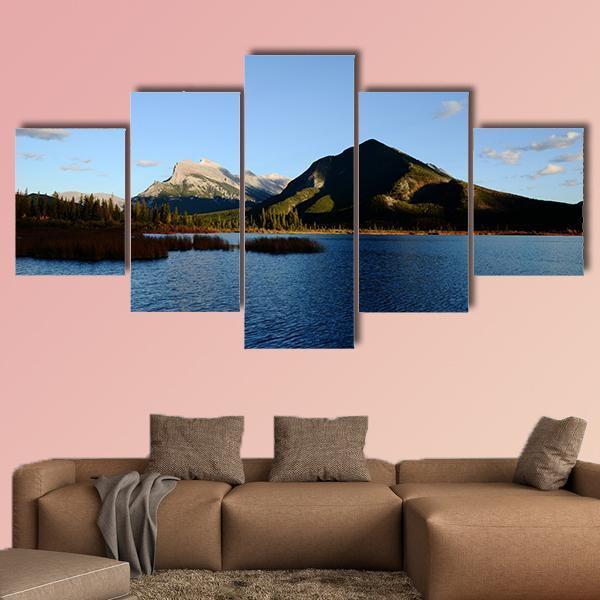 Mount Rundle & Vermilion Lake Canvas Wall Art-5 Star-Gallery Wrap-62" x 32"-Tiaracle