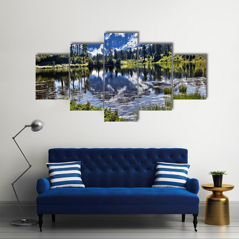 Mount Shuksan Canvas Wall Art-5 Star-Gallery Wrap-62" x 32"-Tiaracle