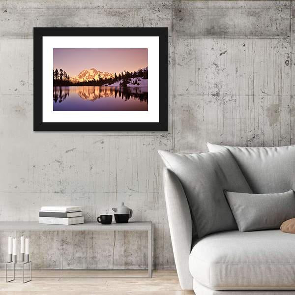 Mount Shuksan With Lake Canvas Wall Art-5 Horizontal-Gallery Wrap-22" x 12"-Tiaracle