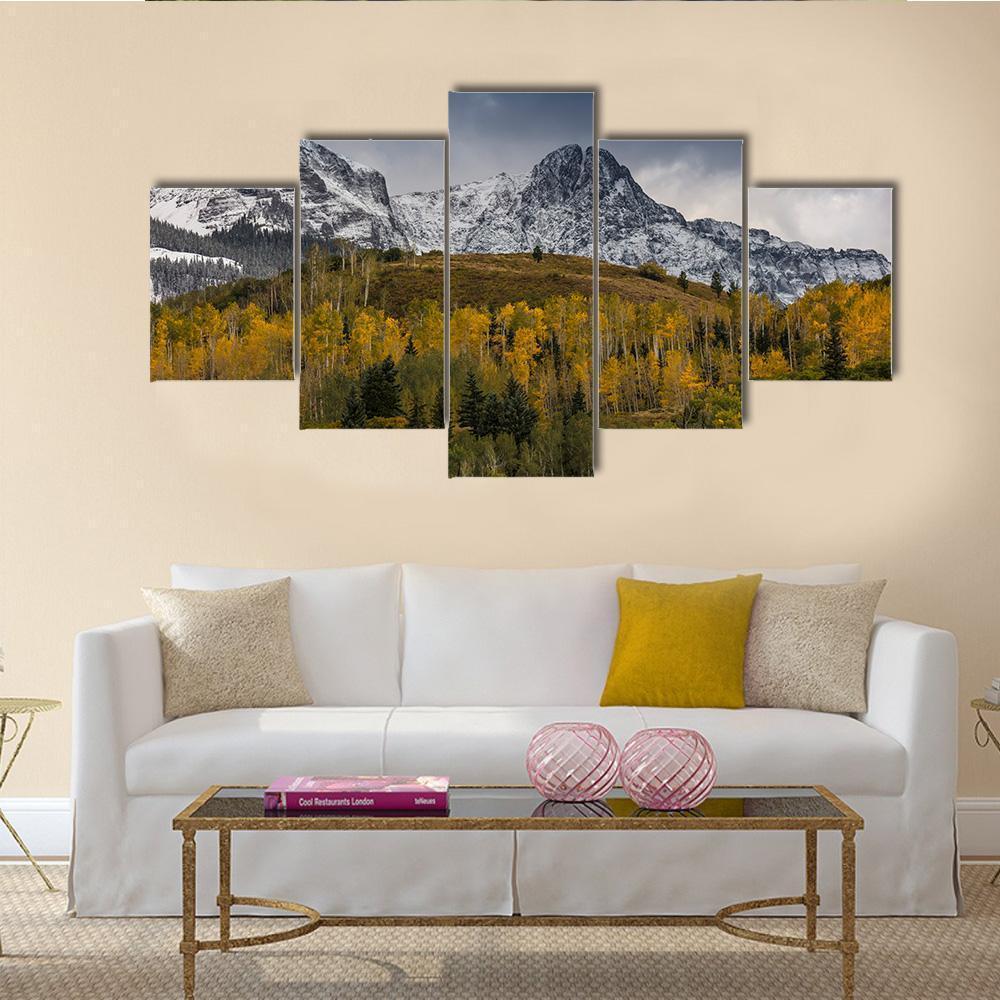 Mount Sneffels In Autumn Canvas Wall Art-5 Star-Gallery Wrap-62" x 32"-Tiaracle