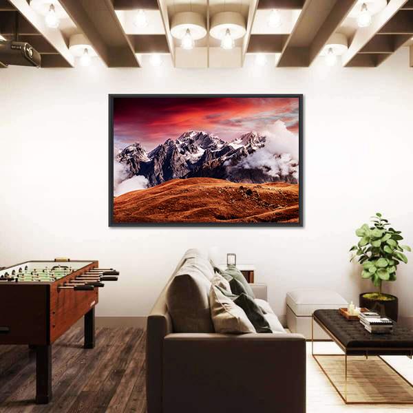 Mount Ushba In Autumn Canvas Wall Art-5 Horizontal-Gallery Wrap-22" x 12"-Tiaracle
