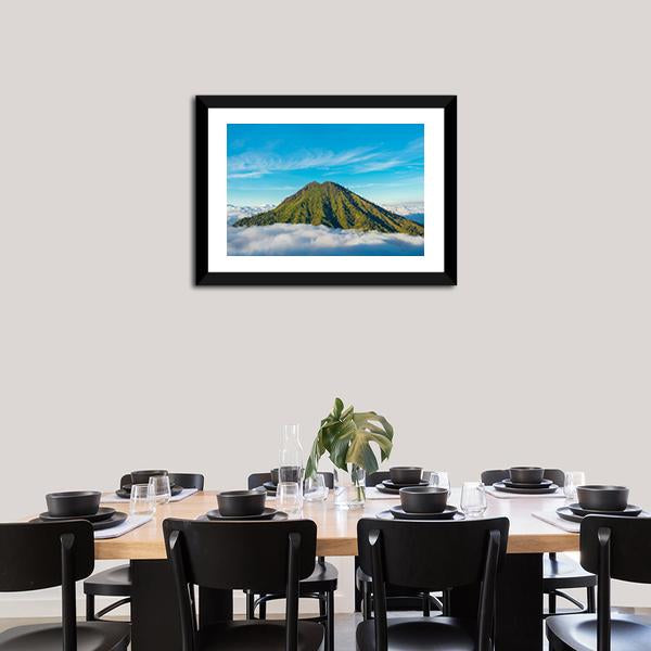 Mountain Above Clouds Canvas Wall Art-1 Piece-Framed Print-20" x 16"-Tiaracle