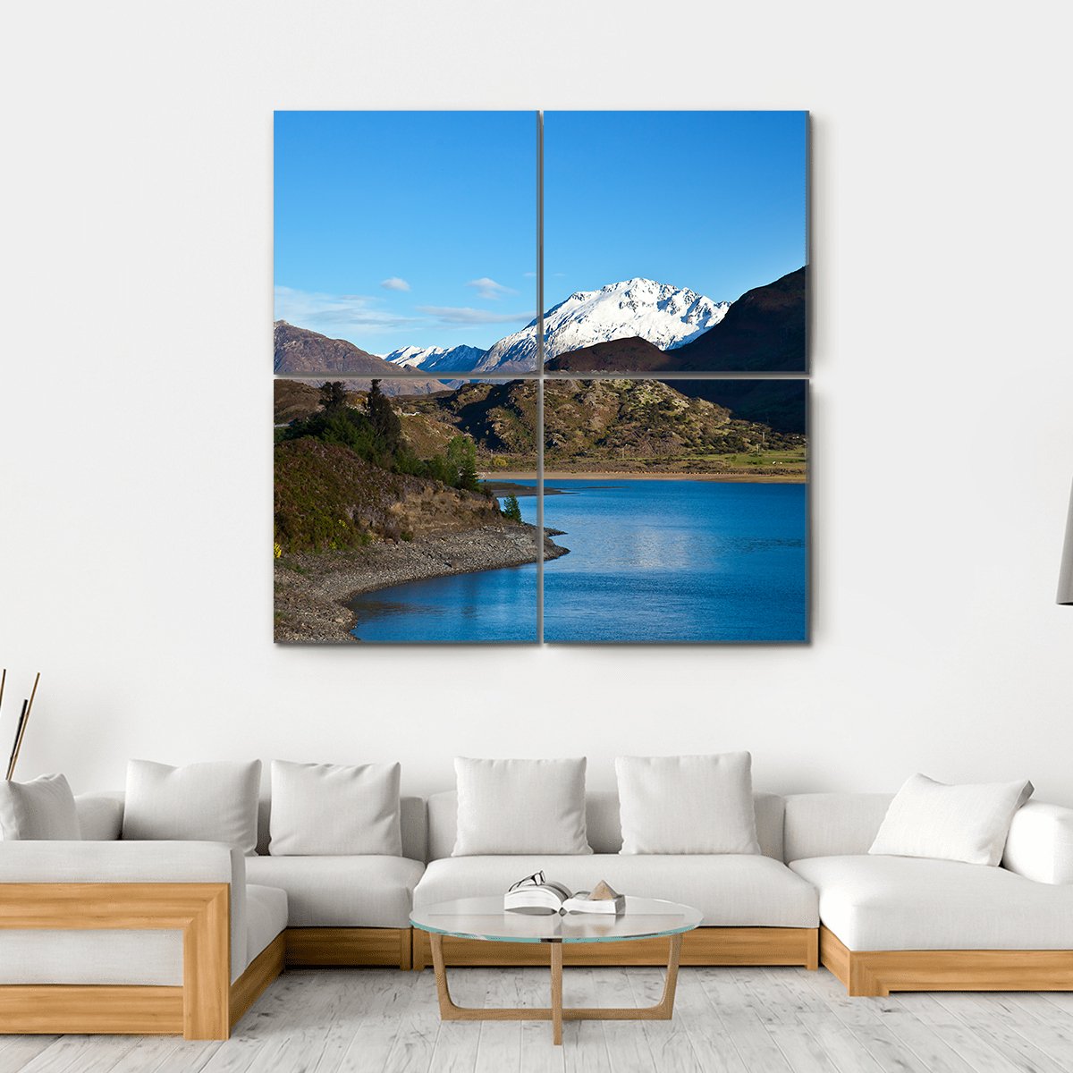 Mountain Above Lake Canvas Wall Art-4 Square-Gallery Wrap-17" x 17"-Tiaracle