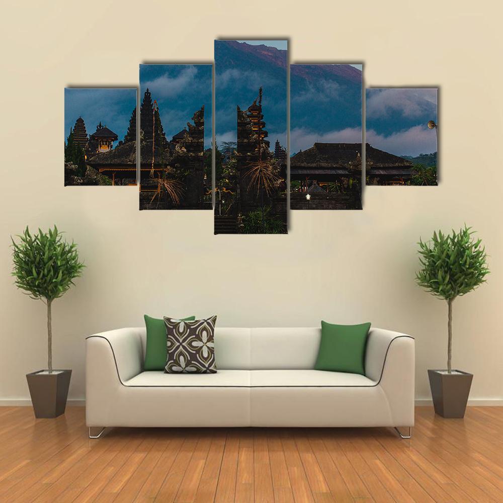 Besakih Temple Indonesia Canvas Wall Art-5 Star-Gallery Wrap-62" x 32"-Tiaracle