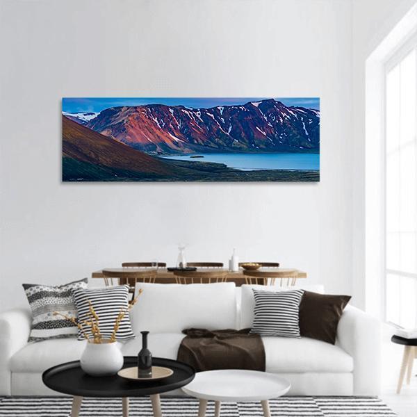 Mountain At Lake Frostastadavatn Panoramic Canvas Wall Art-1 Piece-36" x 12"-Tiaracle