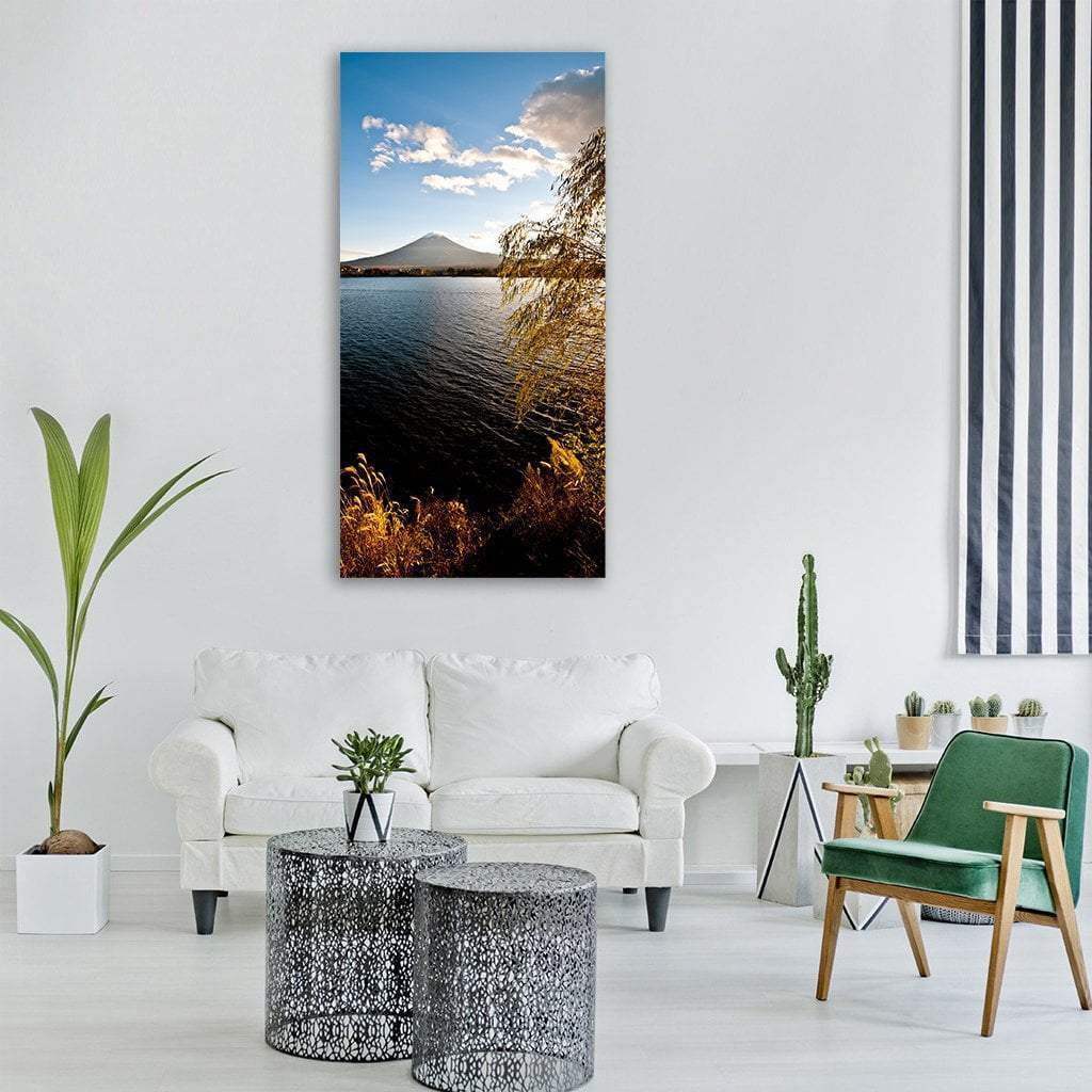 Mount Fuji & Lake Kawaguchi Vertical Canvas Wall Art-1 Vertical-Gallery Wrap-12" x 24"-Tiaracle