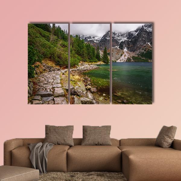 Rocky Road Along Shore Canvas Wall Art-3 Horizontal-Gallery Wrap-37" x 24"-Tiaracle