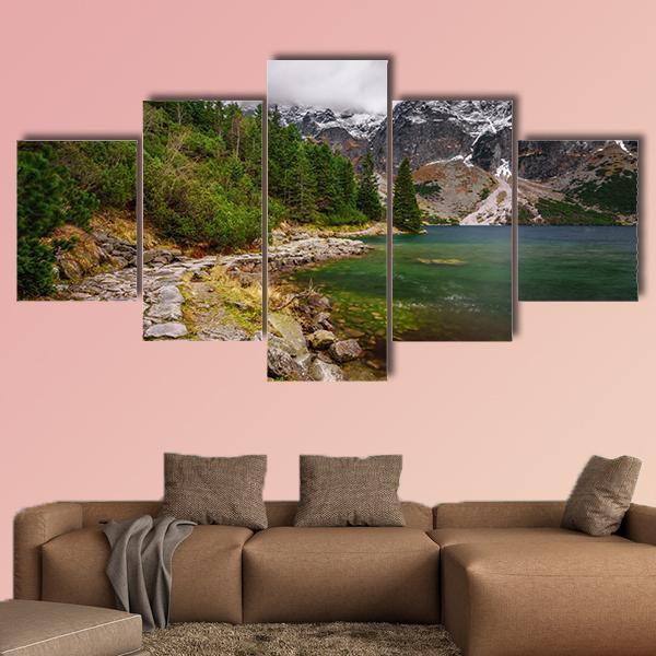 Rocky Road Along Shore Canvas Wall Art-5 Star-Gallery Wrap-62" x 32"-Tiaracle