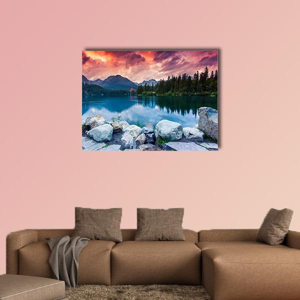 Mountain Lake In National Park High Tatra Canvas Wall Art-1 Piece-Gallery Wrap-36" x 24"-Tiaracle