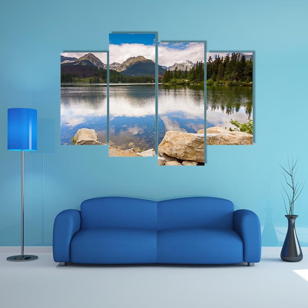 Mountain Lake Slovakia Canvas Wall Art-4 Pop-Gallery Wrap-50" x 32"-Tiaracle