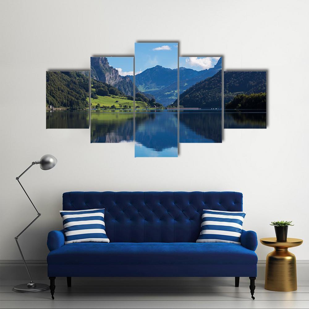 Klontalersee Lake Canvas Wall Art-5 Star-Gallery Wrap-62" x 32"-Tiaracle