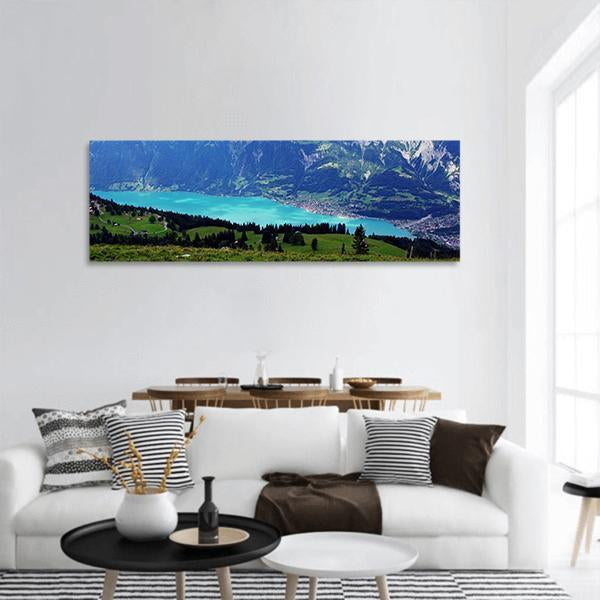 Mountain Lake Landscape Panoramic Canvas Wall Art-1 Piece-36" x 12"-Tiaracle