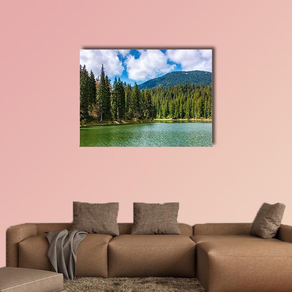 Mountain Lake Synevir Canvas Wall Art-1 Piece-Gallery Wrap-48" x 32"-Tiaracle