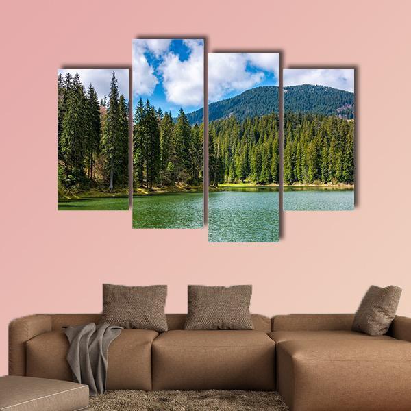 Mountain Lake Synevir Canvas Wall Art-4 Pop-Gallery Wrap-50" x 32"-Tiaracle
