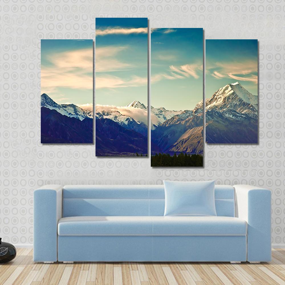 Mount Cook National Park Canvas Wall Art-4 Pop-Gallery Wrap-50" x 32"-Tiaracle