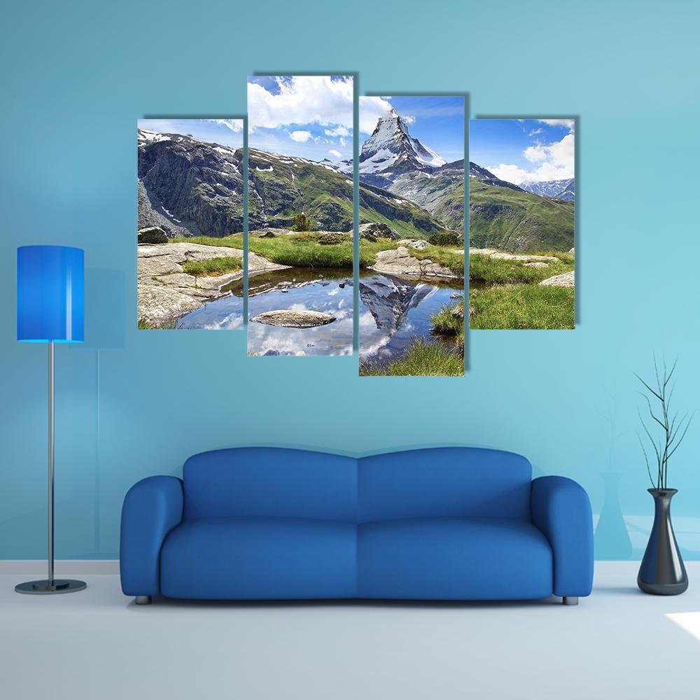 Stellisee Lake Switzerland Canvas Wall Art-4 Pop-Gallery Wrap-50" x 32"-Tiaracle