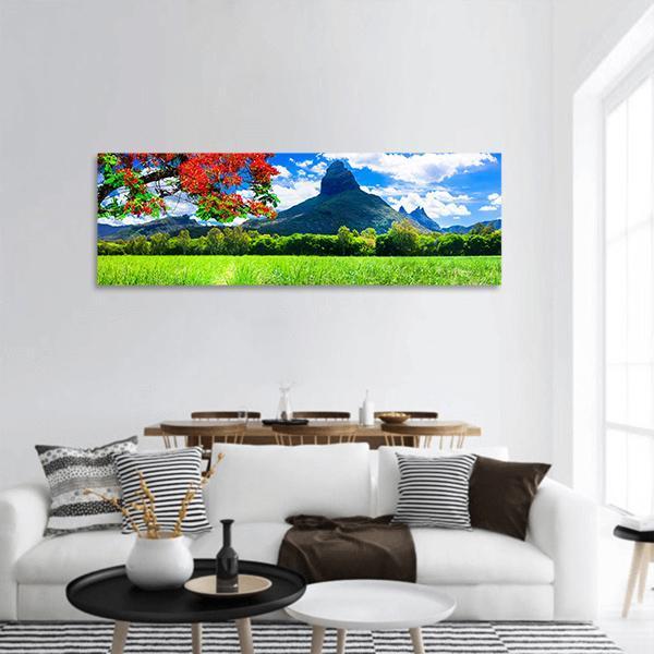 Red Tree Mauritius Island Panoramic Canvas Wall Art-1 Piece-36" x 12"-Tiaracle