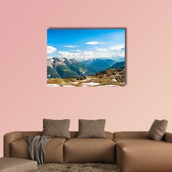 Mountain Panorama Canvas Wall Art-1 Piece-Gallery Wrap-48" x 32"-Tiaracle
