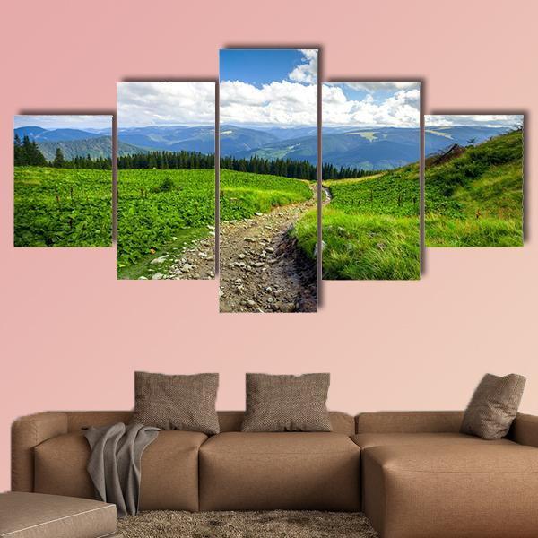Mountain Path Canvas Wall Art-5 Star-Gallery Wrap-62" x 32"-Tiaracle