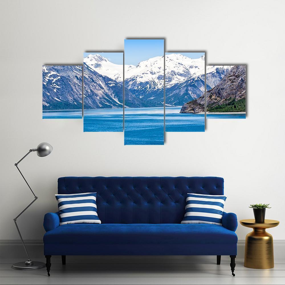 Mountain & Ocean Water Canvas Wall Art-5 Star-Gallery Wrap-62" x 32"-Tiaracle