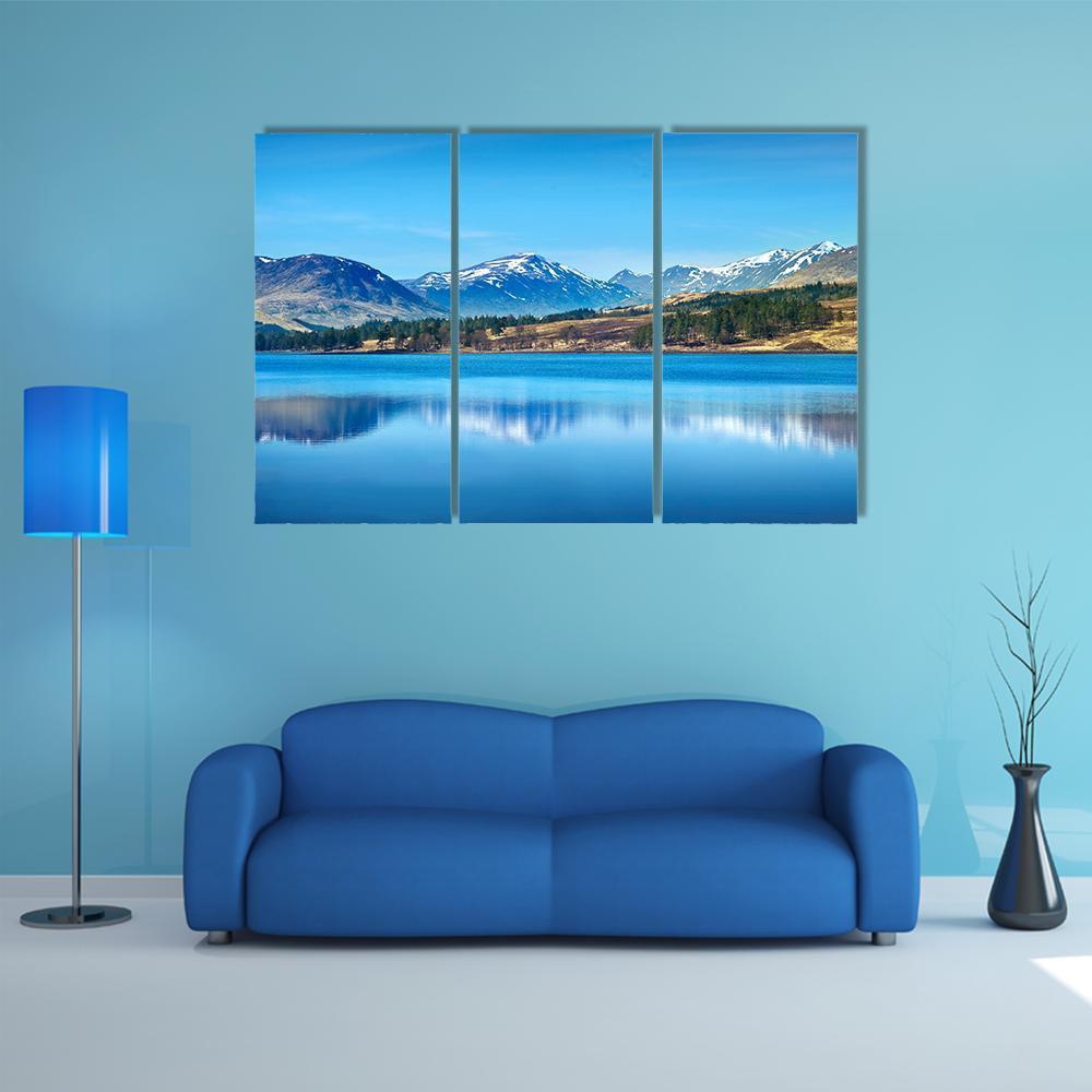 Scottish Highlands Lake Canvas Wall Art-3 Horizontal-Gallery Wrap-37" x 24"-Tiaracle