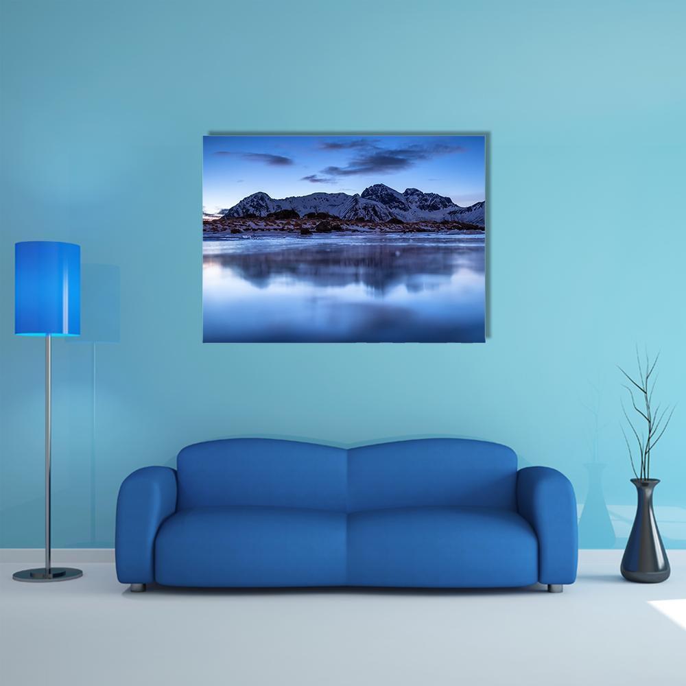 Mountain Ridge & Lake Canvas Wall Art-1 Piece-Gallery Wrap-48" x 32"-Tiaracle