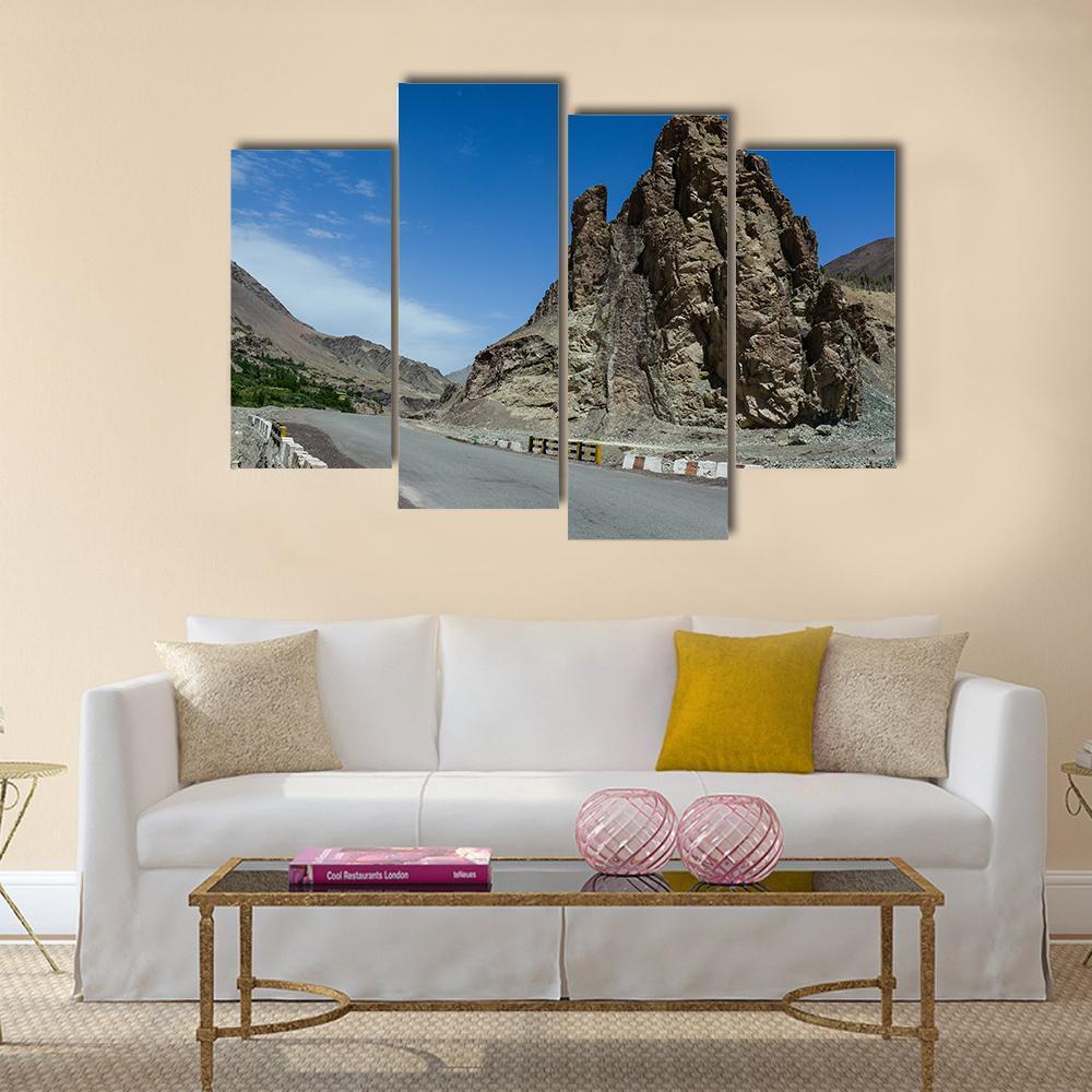 Mountain Road In Leh India Canvas Wall Art-4 Pop-Gallery Wrap-50" x 32"-Tiaracle