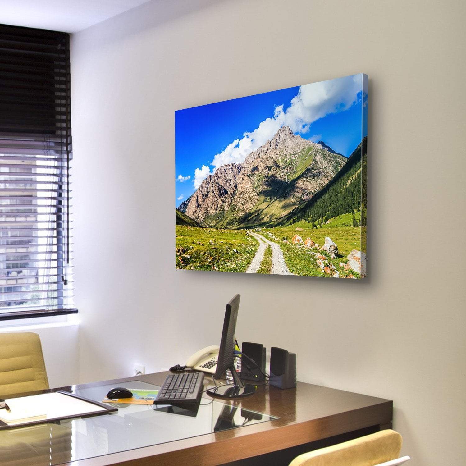 Mountain Road Landscape Canvas Wall Art-3 Horizontal-Gallery Wrap-25" x 16"-Tiaracle