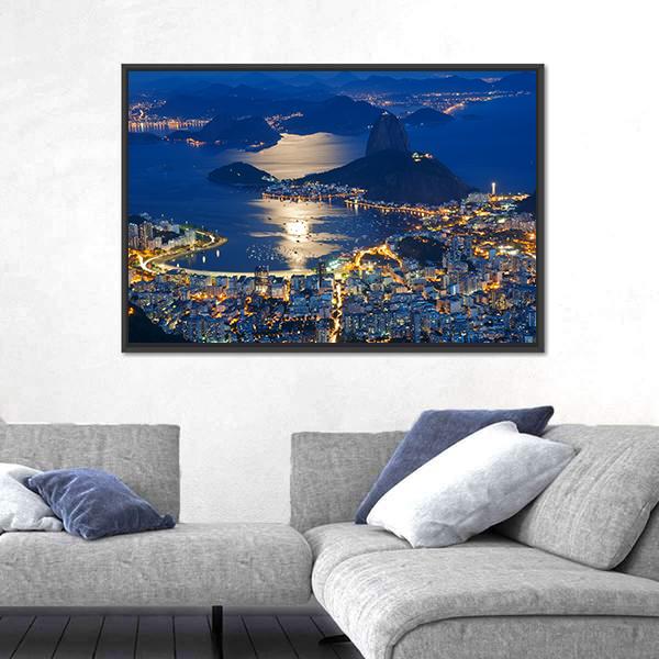 Mountain Sugar Loaf At Night Canvas Wall Art-3 Horizontal-Gallery Wrap-25" x 16"-Tiaracle