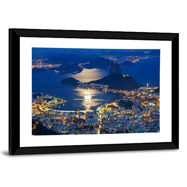 Mountain Sugar Loaf At Night Canvas Wall Art-3 Horizontal-Gallery Wrap-25" x 16"-Tiaracle