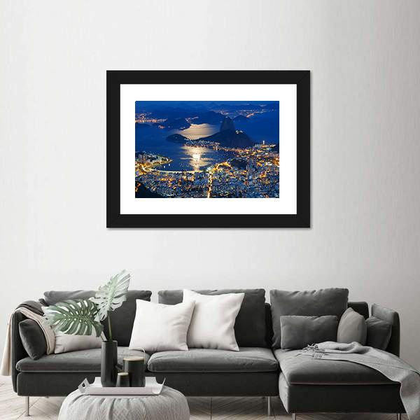 Mountain Sugar Loaf At Night Canvas Wall Art-5 Horizontal-Gallery Wrap-22" x 12"-Tiaracle