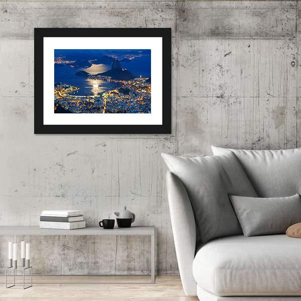Mountain Sugar Loaf At Night Canvas Wall Art-3 Horizontal-Gallery Wrap-25" x 16"-Tiaracle