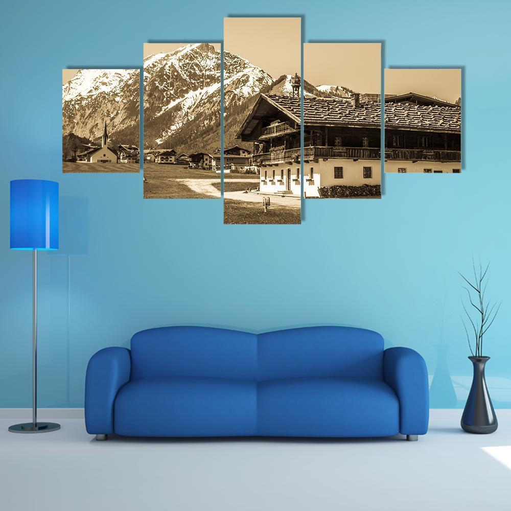 Village Pertisau In Austria Canvas Wall Art-5 Star-Gallery Wrap-62" x 32"-Tiaracle